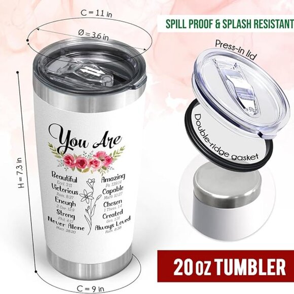 NWT You Are Bible Verse 20 Oz Stainless Steel Tumbler - Picture 5 of 5